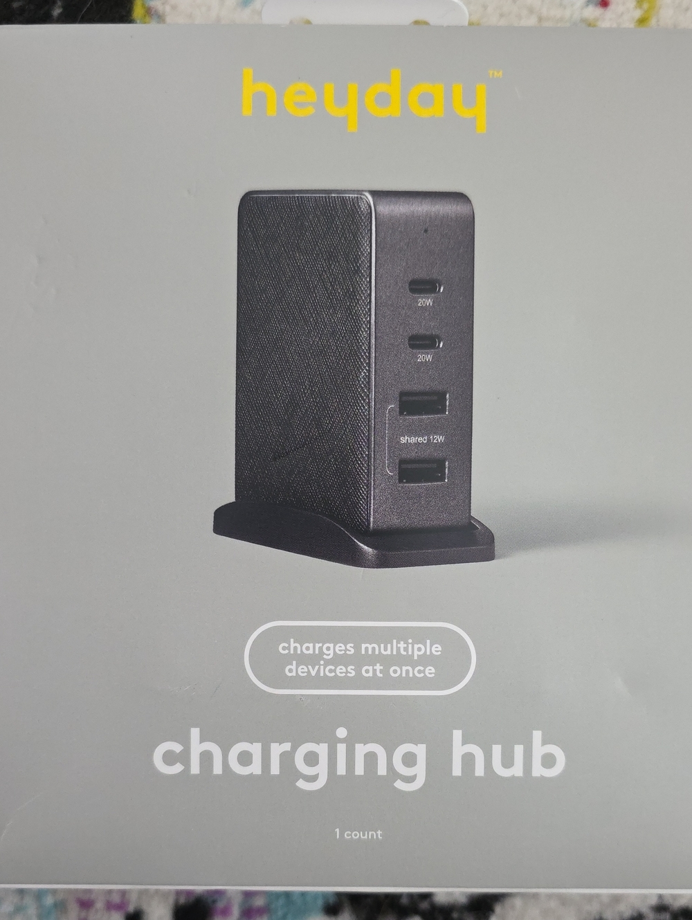heyday Black Multi-Port Charging Hub with Stand